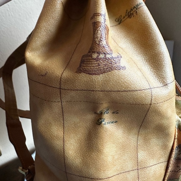 Alviero Martini Vintage Map Print Leather Backpack - Picture 4 of 11